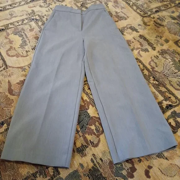 ZARA Gray High-Rise Wide Leg Dress Trousers XS - Picture 12 of 12